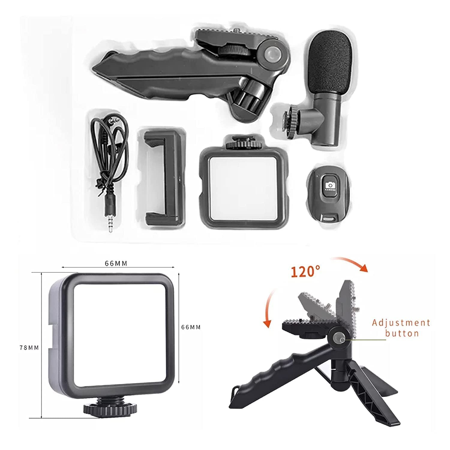 Vlogging kit with phone clip and tripod Vlogging kit with phone clip and tripod